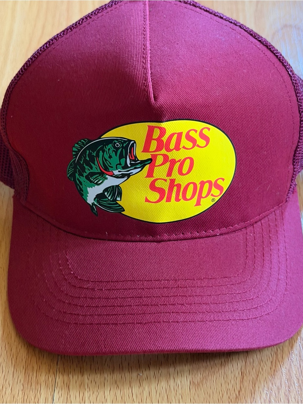Bass Pro Shops Maroon Trucker Hat.